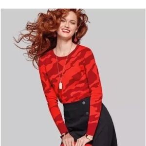 CAbi Red Camouflage Women's Sweater